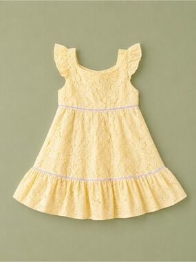 Janie and Jack Yellow Lace Flutter Sleeve Dress